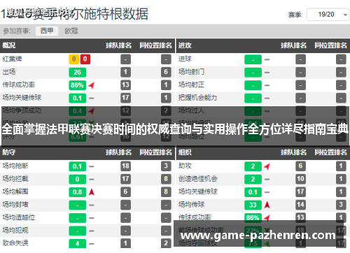 全面掌握法甲联赛决赛时间的权威查询与实用操作全方位详尽指南宝典 全面掌握法甲联赛决赛时间的权威查询与实用操作全方位详尽指南宝典
